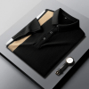 Summer Luxury Fashion Pure Cotton Striped Polo T-shirt Men's