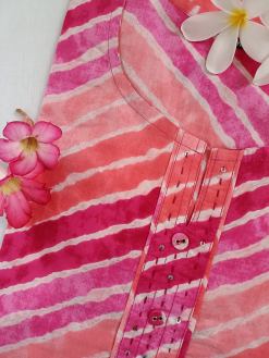 Alternative view of Shades of pink lehriya pure cotton Kurta
