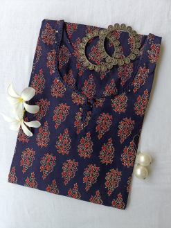 "Neela" ajrakh hand block printed cotton Kurta