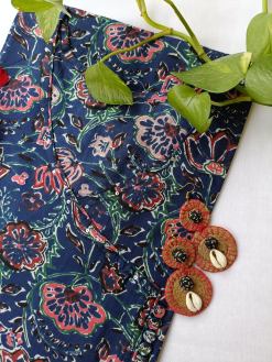 Alternative view of "Geet" Blue Flora cotton Kurta