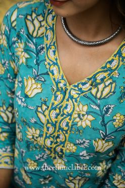 Alternative view of "Sarah" Sea Green Cotton Kurta