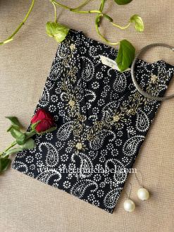 "Surbhi" Hand Embroidered Block Printed Cotton kurta
