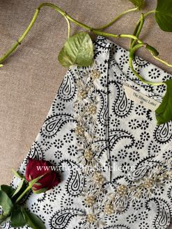 Alternative view of "Kairi" Hand Embroidered Block Printed Cotton kurta