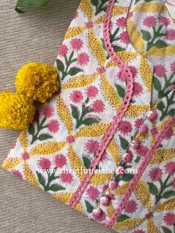 Alternative view of "Mayra" Hand Block Printed Laced Cotton Kurta