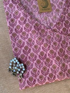 Alternative view of "Pearl" Hand Block Printed Angrakha Cotton kurta - Big Size