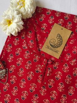 Alternative view of Red Boota Cotton Kurta - XL