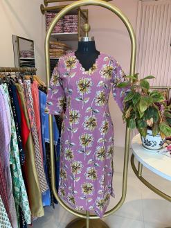 Alternative view of "Shifa" Hand Block Printed Scalloped Cotton kurta