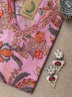 Alternative view of "Pihu" Kantha Hand Block Printed Cotton kurta