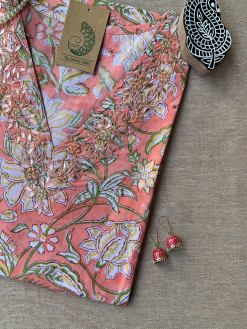 Alternative view of "Charu" Hand Work Embellished Cotton kurta