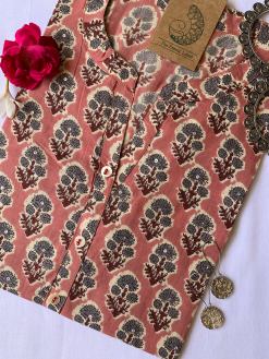 Alternative view of "Apricot" Floral Boota Cotton Kurta