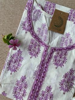 Alternative view of White Lilac Sanganer Cotton Kurta - XXL