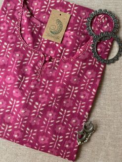 Alternative view of Bagru Hand block printed Laced Cotton Kurta - Big Size