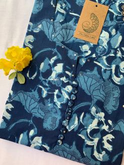 Alternative view of Hand Block Printed Summer Indigo Buttoned Cotton Kurta - XXL