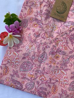 Alternative view of Hand Block Printed "Dahlia" Angrakha Cotton Kurta - 3XL