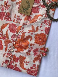 Alternative view of "Paradise" White Orange Cotton Kurta