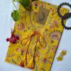 "Flavia" Yellow Sanganeri Hand Block Printed Cotton kurta