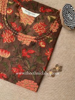 Alternative view of "Dharma" Hand Block Printed Kantha Cotton kurta