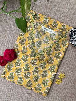 "Aarushi" Hand Block Printed Scalloped Cotton kurta - M