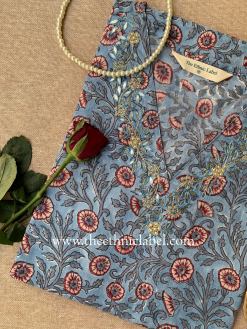 Alternative view of "Vaibhavi" Hand Embroidered Block Printed Cotton kurta