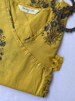 Alternative view of "Nestasia" Yellow Angrakha Cotton Kurta - XL