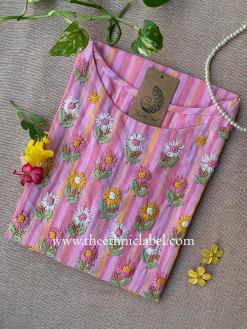 "Aabharan" Pink Embroidered Cotton kurta