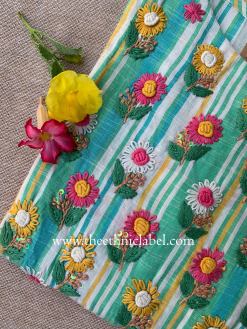 Alternative view of "Aabharan" Green Embroidered Cotton kurta