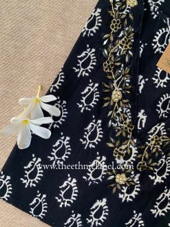 Alternative view of "Fara" Hand Embroidered Block Printed Cotton kurta