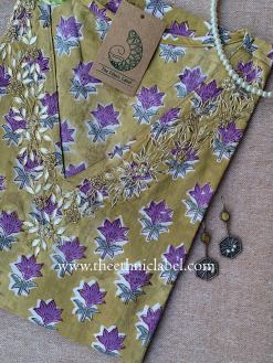 Alternative view of "Jhilmil" Hand Embroidered Block Printed Cotton kurta