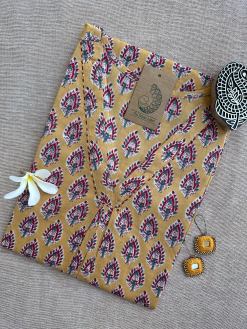 Syona Yellow Boota Hand Block Printed Cotton kurta
