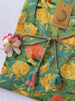 Alternative view of "Daffodils" Sanganer Hand Block Printed Tassel Cotton Kurta