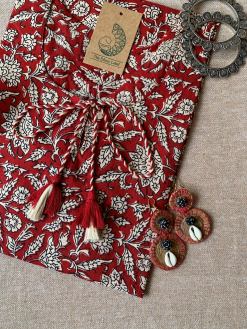 Alternative view of Maroon Bagru Tassel Cotton Kurta