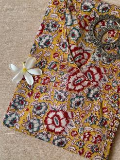 Alternative view of "Bahara" Yellow Angrakha Cotton Kurta(S to 5XL)