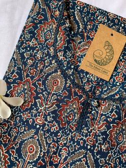 Alternative view of Blue Ajrakh Laced Cotton Kurta - M