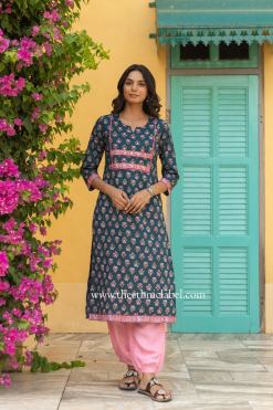 Alternative view of "Shloka" Hand Embroidered Cotton Kurta